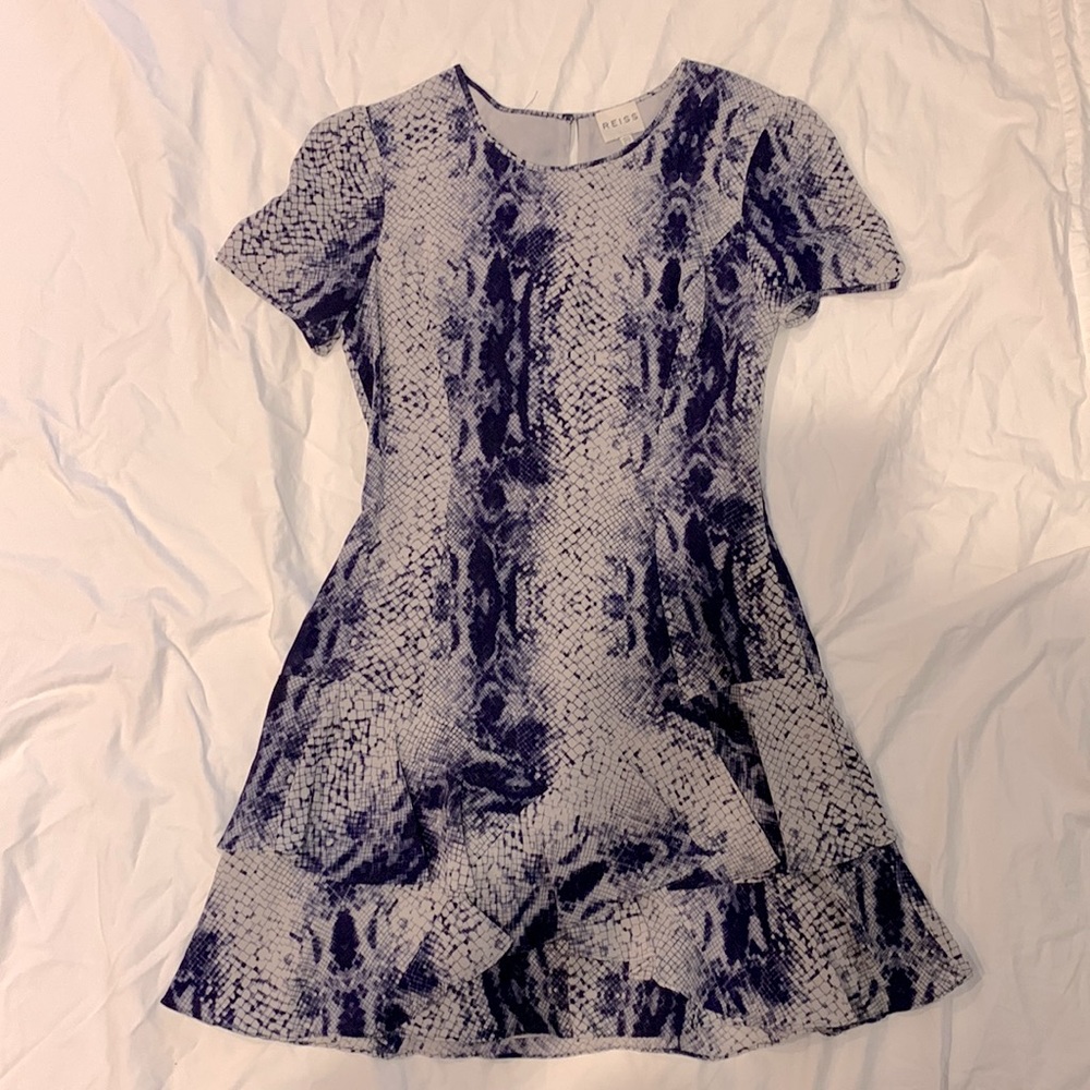 Size 10 Reiss Snakeskin light tiered skirt dress